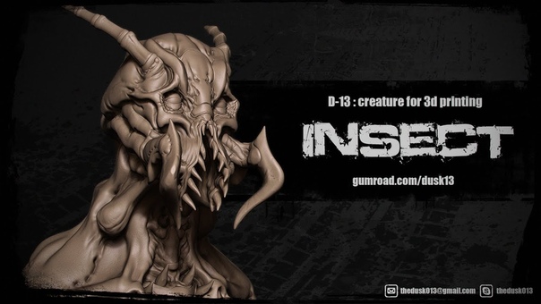 Zbrush : creature for 3d printing insect
