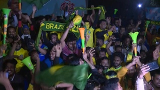 Bangladesh fans cheer Brazil World Cup win | AFP