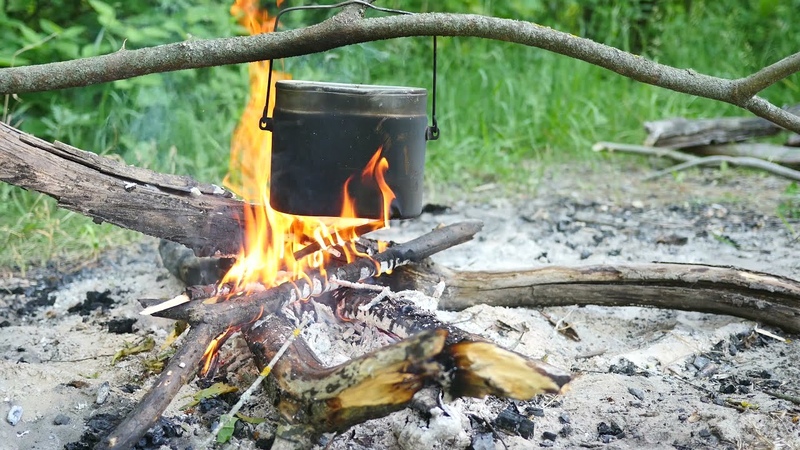 Sounds burning fire and the crackling of logs in nature. White noise for relax, meditation and