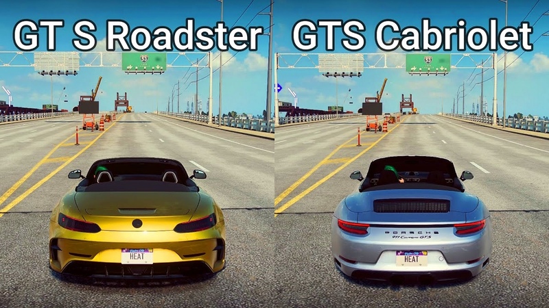 NFS Heat: Mercedes AMG GT S Roadster vs Porsche Carrera GTS Cabriolet Drag