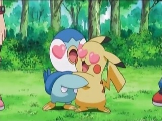 Pikachu and Piplup in love