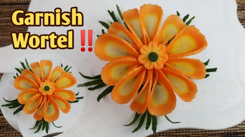 GARNISH WORTEL SIMPEL HIASAN TUMPENG ULANG TAHUN, , CARROT FLOWER GARNISH