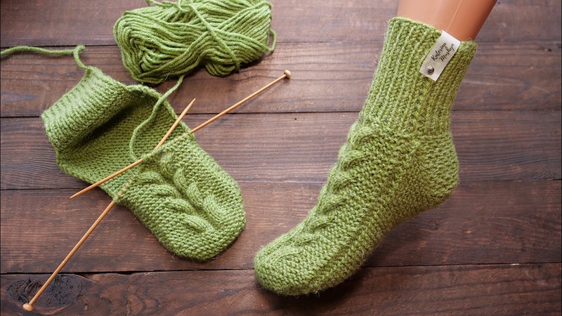 Бесшовные носки спицами пятка треугольник Seamless Knitted Socks