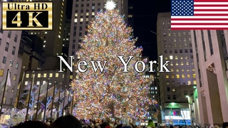 New York Christmas Walk  - Fifth Avenue to Rockefeller Center Christmas Tree - 4K 60fps