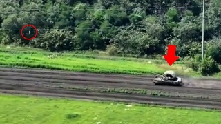 T-80BV Tank With Cope Cage Explode After Ukrainian FPV Drone Strike (Turret Toss)