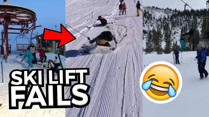 FUNNIEST Ski Lift Fails, Skiers Snowboarders Falling Off Ski