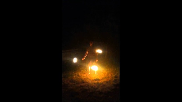 Extreme double fire spinning