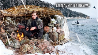 3 Days Winter Camping - Surviving on a FROZEN ISLAND (No Sleepingbag)