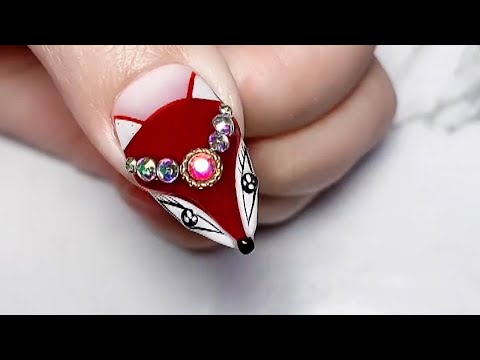 Red 3 D Fox Nail Art, Nail art design 2022, Nail